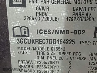 2016 Chevrolet Silverado 1500 LT with VIN 3GCUKREC7GG164225, listed as a IAAI auction lot 40288348 with 162,672 mi miles. Bid and sale history available at carsss.com. Image 9.