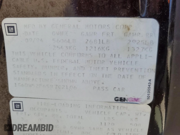 1995 Cadillac Fleetwood z VIN 1G6DW52P6SR702106, wystawiony jako Copart lot #48826215 z przebiegiem 140 971 mil mil oraz Szkoda całkowita • Salvage title. Historia ofert i sprzedaży dostępna na DreamBid. Obrazek 12.