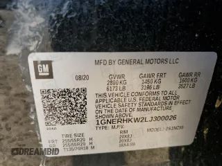 2020 Chevrolet Traverse LT with VIN 1GNERHKW2LJ300026, listed as a Copart auction lot 57171145 with 57,099 mi miles and Salvage title. Bid and sale history available at DreamBid. Image 13.