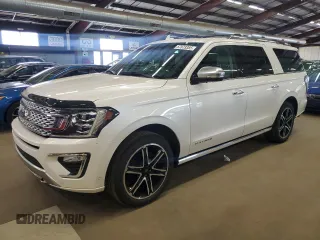 2019 Ford Expedition Max Platinum z VIN 1FMJK1MT7KEA55202, wystawiony jako Copart lot #57873385 z przebiegiem 93 136 mil mil oraz Czysty tytuł • Clean title. Historia ofert i sprzedaży dostępna na DreamBid. Obrazek 1.