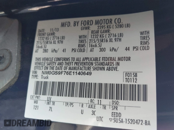 2014 Ford Transit Connect XLT z VIN NM0GS9F76E1140649, wystawiony jako IAAI lot #42306549 z przebiegiem 188 947 mil mil oraz . Historia ofert i sprzedaży dostępna na DreamBid. Obrazek 9.