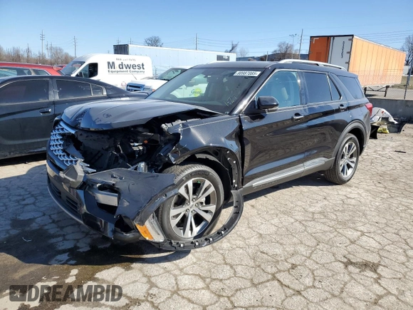 2020 Ford Explorer Platinum with VIN 1FM5K8HCXLGA26156, listed as a Copart auction lot 88987085 with 21,261 mi miles and Salvage Title. Bid and sale history available at carsss.com. Image 1.