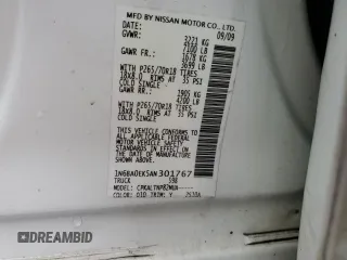 2010 Nissan Titan SE with VIN 1N6BA0EK5AN301767, listed as a Copart auction lot 44746555 with 134,824 mi miles and Salvage Title. Bid and sale history available at DreamBid. Image 13.