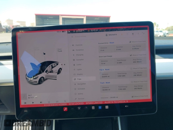 2019 Tesla Model 3 Long Range with VIN 5YJ3E1EBXKF413806, listed as a IAAI auction lot 41321906 with 24,635 mi miles. Bid and sale history available at carsss.com. Image 19.