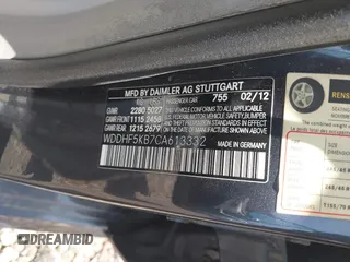 2012 Mercedes-Benz E 350 Luxury with VIN WDDHF5KB7CA613332, listed as a IAAI auction lot 42549840 with Not provided miles and . Bid and sale history available at DreamBid. Image 9.