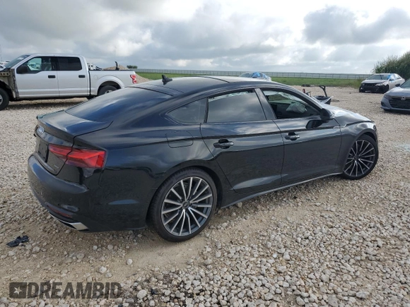 2023 Audi A5 Sportback Premium Plus with VIN WAUCBCF51PA022991, listed as a Copart auction lot 64301034 with 0 mi miles and Salvage Title. Bid and sale history available at carsss.com. Image 3.