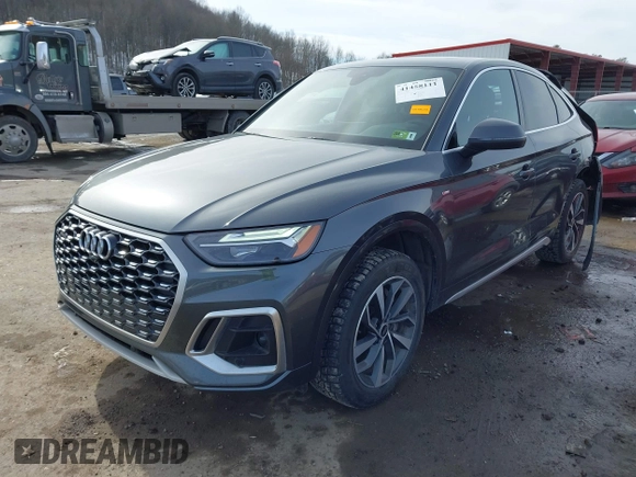 2022 Audi Q5 Sportback S line Premium Plus with VIN WA15AAFY9N2102196, listed as a IAAI auction lot 41458111 with 57,633 mi miles and . Bid and sale history available at DreamBid. Image 2.