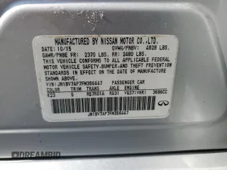 2015 Infiniti Q50 Premium with VIN JN1BV7AP7FM356447, listed as a Copart auction lot 58823045 with 137,642 mi miles and Salvage title. Bid and sale history available at DreamBid. Image 13.