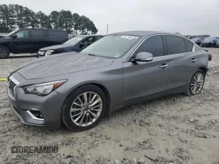 2021 Infiniti Q50 Luxe with VIN JN1EV7BP3MM702065, listed as a Copart auction lot 59577685 with 75,570 mi miles and Salvage title. Bid and sale history available at DreamBid. Image 1.