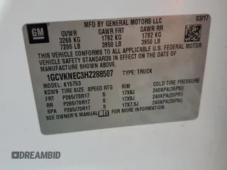 2017 Chevrolet Silverado 1500 Work Truck with VIN 1GCVKNEC3HZ288507, listed as a Copart auction lot 52261425 with 164,126 mi miles and Clean Title. Bid and sale history available at carsss.com. Image 12.