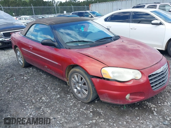 2004 Chrysler Sebring Limited with VIN 1C3EL65R54N412483, listed as a IAAI auction lot 41980106 with 125,819 mi miles and . Bid and sale history available at DreamBid. Image 1.