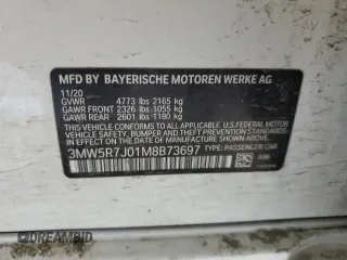 2021 BMW 3 Series 330i xDrive with VIN 3MW5R7J01M8B73697, listed as a Copart auction lot 48688115 with Not Provided miles and Salvage Title. Bid and sale history available at DreamBid. Image 12.