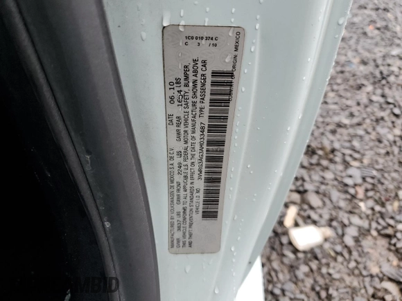 2010 Volkswagen Beetle с VIN 3VWRG3AG3AM033487, выставлен на аукционе Copart как лот 52022215 с пробегом 109 074 миль миль и Списание • Salvage title. История ставок и продаж доступна на DreamBid. Изображение 12.