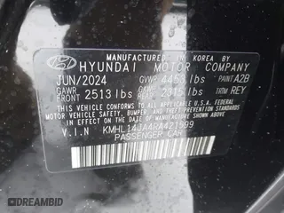 2024 Hyundai Sonata SEL with VIN KMHL14JA4RA421599, listed as a IAAI auction lot 41570233 with 1,958 mi miles. Bid and sale history available at carsss.com. Image 9.