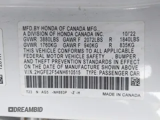 2022 Honda Civic Sedan Sport with VIN 2HGFE2F54NH610515, listed as a IAAI auction lot 41802776 with 57,368 mi miles. Bid and sale history available at carsss.com. Image 9.