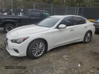 2021 Infiniti Q50 Luxe with VIN JN1EV7BR6MM752279, listed as a Copart auction lot 43903675 with 52,400 mi miles and Salvage Title. Bid and sale history available at carsss.com. Image 1.