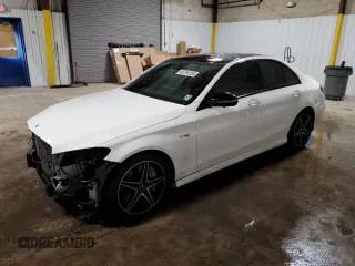 2018 Mercedes-Benz C 43 AMG with VIN 55SWF6EB4JU237002, listed as a Copart auction lot 46784155 with 88,525 mi miles and Salvage Title. Bid and sale history available at carsss.com. Image 1.