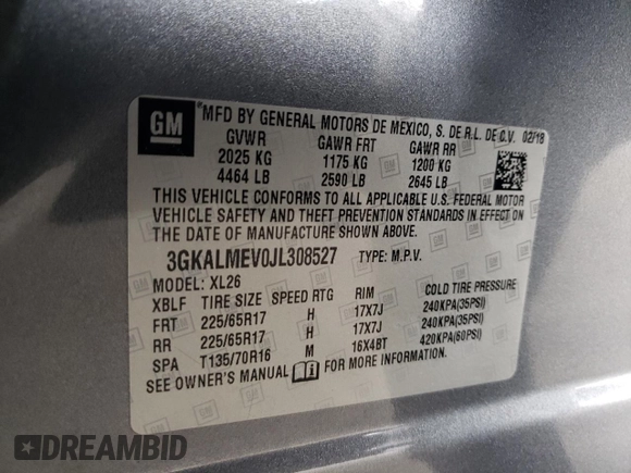 2018 GMC Terrain SLE with VIN 3GKALMEV0JL308527, listed as a Copart auction lot 51346475 with 99,925 mi miles and Salvage Title. Bid and sale history available at carsss.com. Image 15.