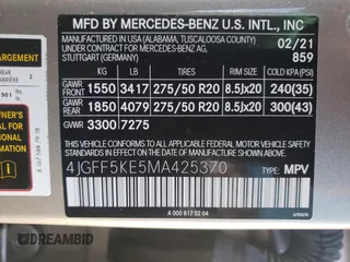 2021 Mercedes-Benz GLS with VIN 4JGFF5KE5MA425370, listed as a Copart auction lot 64064323 with 40,922 mi miles. Bid and sale history available at carsss.com. Image 14.