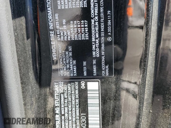 2003 Mercedes-Benz C 230 Kompressor with VIN WDBRN40J23A460301, listed as a Copart auction lot 53648495 with 133,887 mi miles and Salvage title. Bid and sale history available at DreamBid. Image 12.
