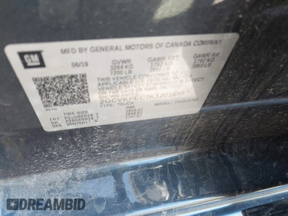 2019 Chevrolet Silverado 1500 LT with VIN 2GCVKPEC7K1201655, listed as a IAAI auction lot 42086498 with 64,938 mi miles and . Bid and sale history available at DreamBid. Image 9.