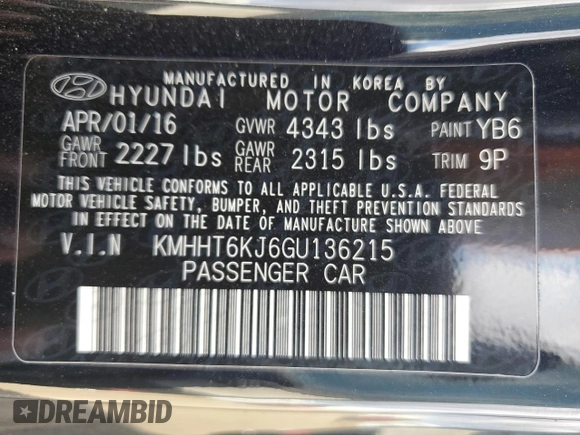 2016 Hyundai Genesis Coupe 3.8L Base with VIN KMHHT6KJ6GU136215, listed as a Copart auction lot 78511724 with 55,533 mi miles and Salvage Title. Bid and sale history available at carsss.com. Image 12.