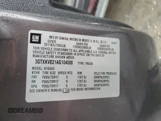 2010 GMC Sierra 1500 with VIN 3GTXKVE21AG104008, listed as a Copart auction lot 78442974 with 232,804 mi miles and Salvage Title. Bid and sale history available at DreamBid. Image 12.