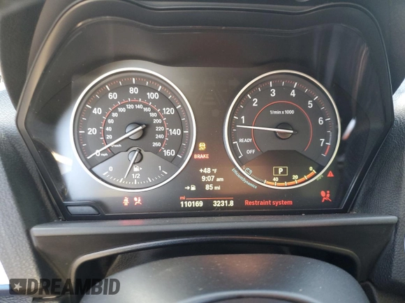 2015 BMW 2 Series M235i xDrive with VIN WBA1J9C58FVX98415, listed as a Copart auction lot 49793655 with 110,169 mi miles and Salvage Title. Bid and sale history available at DreamBid. Image 9.