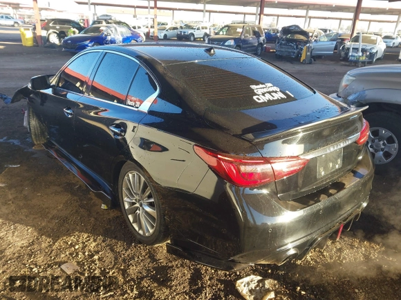 2018 Infiniti Q50 Luxe with VIN JN1EV7AP7JM590173, listed as a IAAI auction lot 41298515 with 99,415 mi miles and . Bid and sale history available at DreamBid. Image 3.