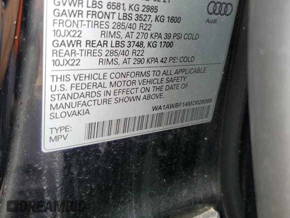 2021 Audi SQ8 Premium Plus z VIN WA1AWBF14MD028066, wystawiony jako Copart lot #63195873 z przebiegiem 30 644 mil mil oraz . Historia ofert i sprzedaży dostępna na DreamBid. Obrazek 15.