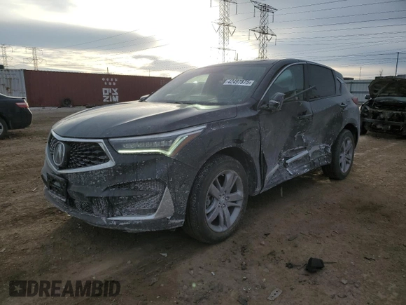 2021 Acura RDX w/Advance Package with VIN 5J8TC2H74ML009307, listed as a Copart auction lot 42497875 with 44,399 mi miles and Salvage Title. Bid and sale history available at carsss.com. Image 1.