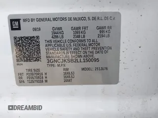 2020 Chevrolet Trax LS with VIN 3GNCJKSB2LL150095, listed as a IAAI auction lot 42070330 with 46,773 mi miles and . Bid and sale history available at DreamBid. Image 9.