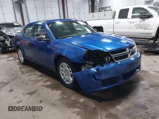 2014 Dodge Avenger SE with VIN 1C3CDZAB5EN130585, listed as a IAAI auction lot 41740971 with 191,519 mi miles. Bid and sale history available at carsss.com. Image 1.