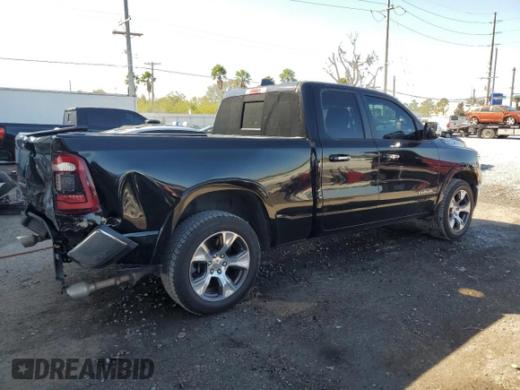 2020 Ram 1500 Laramie with VIN 1C6SRFDTXLN142456, listed as a Copart auction lot 43264155 with 57,661 mi miles and Salvage Title. Bid and sale history available at carsss.com. Image 3.