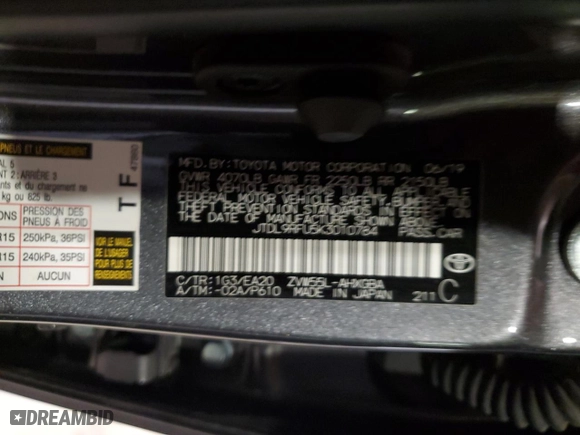 2019 Toyota Prius LE with VIN JTDL9RFU5K3010784, listed as a Copart auction lot 48804235 with 42,516 mi miles and Salvage Title. Bid and sale history available at carsss.com. Image 13.