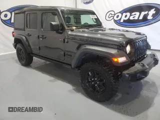 2021 Jeep Wrangler Unlimited Willys Sport with VIN 1C4HJXDN1MW679696, listed as a Copart auction lot 55693923 with 164,749 mi miles and Salvage title. Bid and sale history available at DreamBid. Image 4.