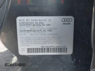 2012 Audi Q5 Premium Plus с VIN WA1DKAFPXCA091938, выставлен на аукционе IAAI как лот 42465442 с пробегом 105 470 миль миль и . История ставок и продаж доступна на DreamBid. Изображение 9.