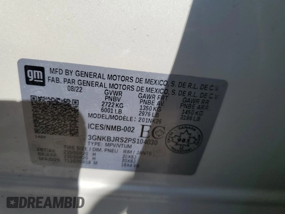 2023 Chevrolet Blazer LT z VIN 3GNKBJRS2PS104030, wystawiony jako Copart lot #51821585 z przebiegiem 34 846 mil mil oraz Nie do naprawy • Non repairable. Historia ofert i sprzedaży dostępna na DreamBid. Obrazek 13.