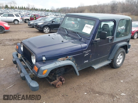 1999 Jeep Wrangler Sport with VIN 1J4FY19S9XP419330, listed as a IAAI auction lot 41913314 with 167,176 mi miles. Bid and sale history available at carsss.com. Image 2.