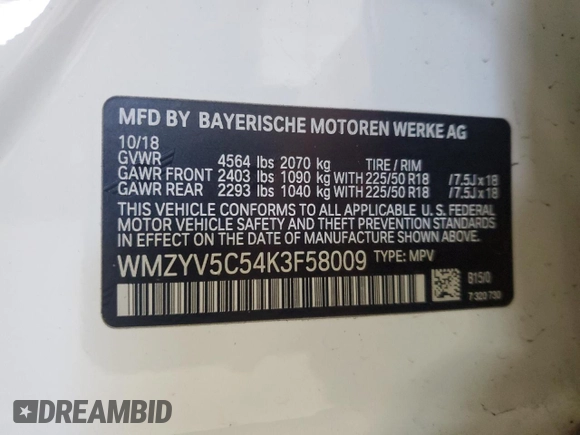 2019 MINI Countryman Cooper with VIN WMZYV5C54K3F58009, listed as a Copart auction lot 53679575 with 104,735 mi miles and Salvage title. Bid and sale history available at DreamBid. Image 12.