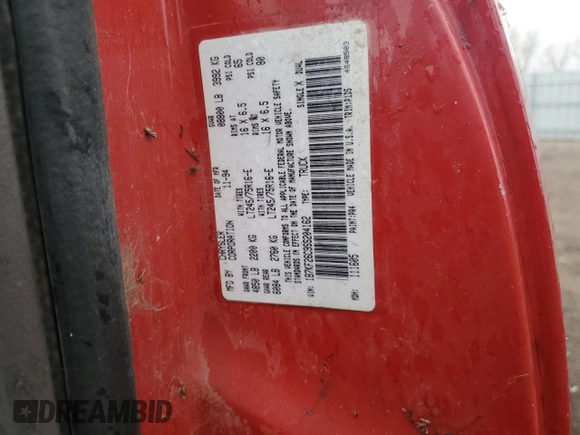 1995 Dodge 2500 with VIN 1B7KF26C9SS204162, listed as a Copart auction lot 79263084 with 254,462 mi miles and Salvage Title. Bid and sale history available at carsss.com. Image 12.