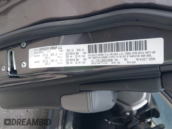 2014 Jeep Cherokee Limited with VIN 1C4PJLDBXEW183095, listed as a IAAI auction lot 41814496 with 89,589 mi miles and . Bid and sale history available at DreamBid. Image 9.