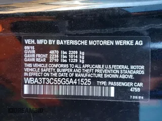 2016 BMW 4 Series 435i with VIN WBA3T3C55G5A41525, listed as a Copart auction lot 85634234 with 107,004 mi miles and Salvage title. Bid and sale history available at DreamBid. Image 12.