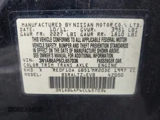 2012 Nissan Sentra S with VIN 3N1AB6AP6CL657036, listed as a IAAI auction lot 41534060 with 147,070 mi miles and . Bid and sale history available at DreamBid. Image 9.