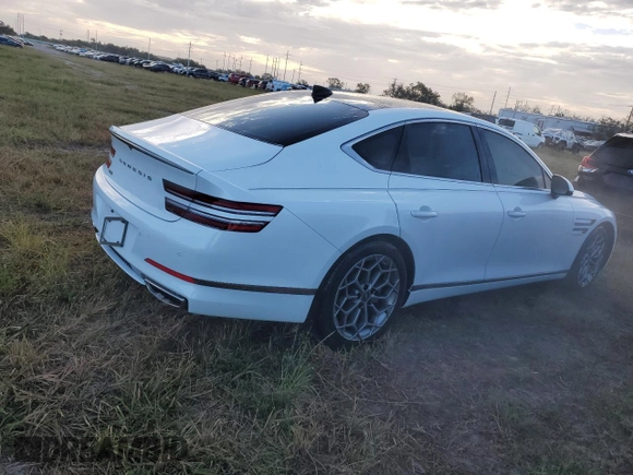 2023 Genesis G80 2.5T with VIN KMTGB4SC1PU150792, listed as a Copart auction lot 74709684 with 0 mi miles and Non Repairable. Bid and sale history available at carsss.com. Image 3.