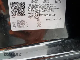 2023 GMC Sierra 1500 SLT z VIN 3GTUUDE87PG106169, wystawiony jako Copart lot #71252284 z przebiegiem 29 136 mil mil oraz Szkoda całkowita • Salvage title. Historia ofert i sprzedaży dostępna na DreamBid. Obrazek 13.