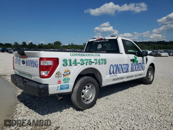 2021 Ford F-150 XL with VIN 1FTMF1CB2MKD60531, listed as a Copart auction lot 61488015 with 97,908 mi miles and Salvage title. Bid and sale history available at DreamBid. Image 3.