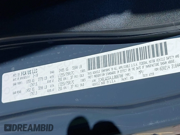 2018 Jeep Wrangler JK Unlimited Sport S with VIN 1C4BJWDG4JL868700, listed as a IAAI auction lot 41349566 with 68,539 mi miles. Bid and sale history available at carsss.com. Image 9.