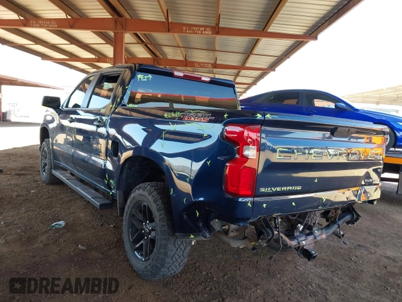 2021 Chevrolet Silverado 1500 Custom Trail Boss with VIN 1GCPYCEF8MZ364271, listed as a IAAI auction lot 41997034 with 37,574 mi miles and . Bid and sale history available at DreamBid. Image 3.
