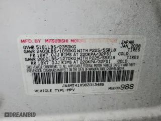 2008 Mitsubishi Outlander XLS with VIN JA4MT41X98Z013486, listed as a Copart auction lot 44634955 with 146,162 mi miles and Salvage Title. Bid and sale history available at carsss.com. Image 15.
